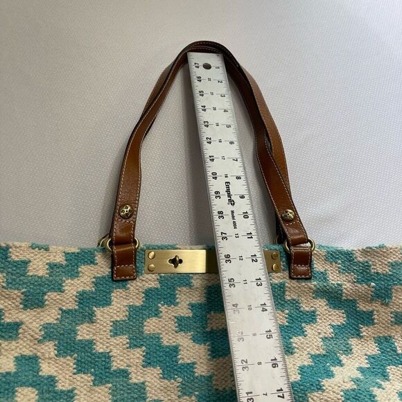Patricia Nash Chennai Hand Loomed Blue White Large Tote Purse Handbag - Picture 3 of 10